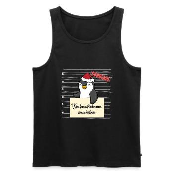 Weihnachtsbaum Umschubser Pinguin - Männer Premium Bio Tank Top - Schwarz - Vorne - Michal (187cm)