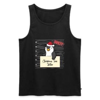 Weihnachtsbaum Umschubser Pinguin - Männer Premium Bio Tank Top - Schwarz - Vorne - Michal (187cm)