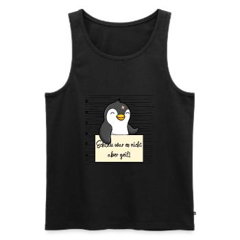 Pinguin lustiger Spruch humor Gefängnisbild - Männer Premium Bio Tank Top - Schwarz - Vorne - Michal (187cm)