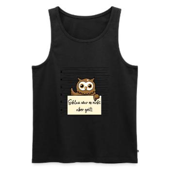 Eule lustiger Spruch humor Gefängnisbild - Männer Premium Bio Tank Top - Schwarz - Vorne - AI Model Male 178 light (178cm)