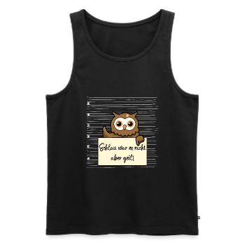 Eule lustiger Spruch humor Gefängnisbild - Männer Premium Bio Tank Top - Schwarz - Vorne - AI Model Male 178 light (178cm)