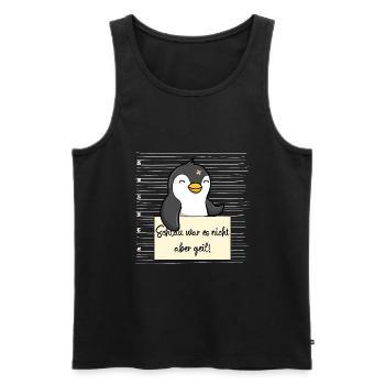 Pinguin lustiger Spruch humor Gefängnisbild - Männer Premium Bio Tank Top - Schwarz - Vorne - Michal (187cm)