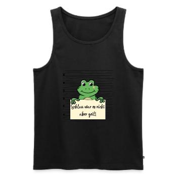 Frosch lustiger Spruch humor Gefängnisbild - Männer Premium Bio Tank Top - Schwarz - Vorne - Michal (187cm)