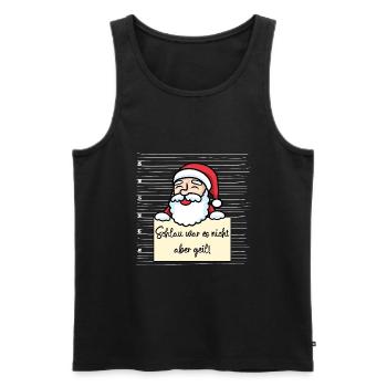 Weihnachtsmann lustiger Spruch humor Gefängnisbild - Männer Premium Bio Tank Top - Schwarz - Vorne - Michal (187cm)