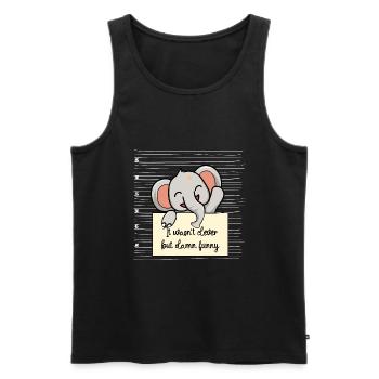 Elefant lustiger Spruch humor Gefängnisbild - Männer Premium Bio Tank Top - Schwarz - Vorne - Michal (187cm)