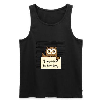 Eule lustiger Spruch humor Gefängnisbild - Männer Premium Bio Tank Top - Schwarz - Vorne - AI Model Male 178 light (178cm)