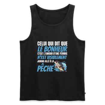 jamais allé à la pêche - Débardeur bio Premium Homme - noir - Devant - Michal (187cm)