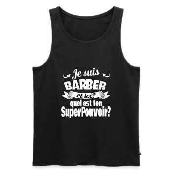 je suis barber - Débardeur bio Premium Homme - noir - Devant - Michal (187cm)