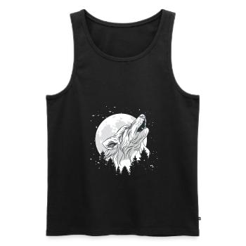 Mond mit einem Wolf - Männer Premium Bio Tank Top - Schwarz - Vorne - AI Model Male 178 light (178cm)