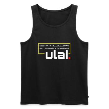 ULAI Streetwear Klufterei aus der GI-TOWN - Männer Premium Bio Tank Top - Schwarz - Vorne - AI Model Male 178 light (178cm)