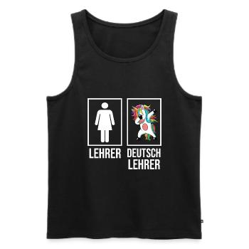Deutsch Lehrer Einhorn Lehrerin - Männer Premium Bio Tank Top - Schwarz - Vorne - Michal (187cm)