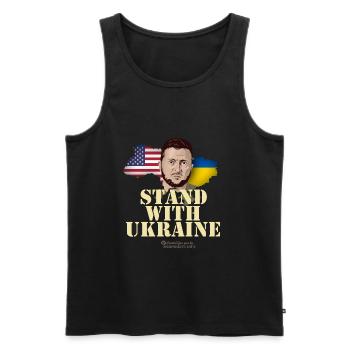 Ukraine USA Stand avec l’Ukraine - Débardeur bio Premium Homme - noir - Devant - Michal (187cm)