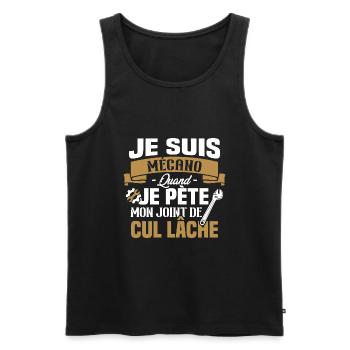 Je suis mécano humour cadeau mécanicien - Débardeur bio Premium Homme - noir - Devant - Michal (187cm)