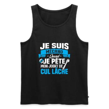 Je suis mécano humour cadeau mécanicien - Débardeur bio Premium Homme - noir - Devant - Michal (187cm)