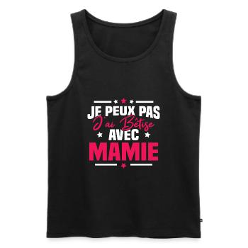 Je peux pas j'ai bêtise avec mamie - Débardeur bio Premium Homme - noir - Devant - Michal (187cm)