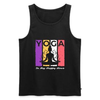 Yoga Is My Happy Hour Vintage Yoga Saying - Men's Premium Organic Tank Top - black - Front - Michal (187cm)