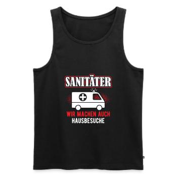 Sanitäter Geschenk • Wir machen auch Hausbesuche - Männer Premium Bio Tank Top - Schwarz - Vorne - Michal (187cm)