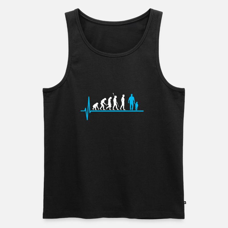 Vater Kind Evolution Papa Vaterschaft - Männer Premium Bio Tank Top - Schwarz