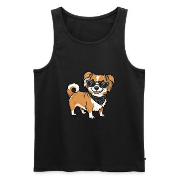 Cartoon Pekiniese, cool motif with sunglasses - Men's Premium Organic Tank Top - black - Front - Michal (187cm)