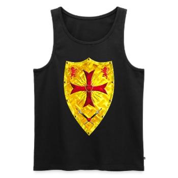 Kreuzritter Schild Ritter Kreuz Schwerter Loewen - Männer Premium Bio Tank Top - Schwarz - Vorne - Michal (187cm)