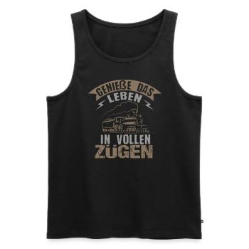 Genieße Das Leben In Vollen Zügen Zugführer - Männer Premium Bio Tank Top - Schwarz - Vorne - Michal (187cm)