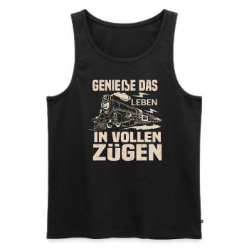 Genieße Das Leben In Vollen Zügen Zugführer - Männer Premium Bio Tank Top - Schwarz - Vorne - Michal (187cm)