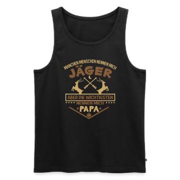 Lustiger Jagd-Spruch Für Papa zum Vatertag Vater - Männer Premium Bio Tank Top - Schwarz - Vorne - Michal (187cm)