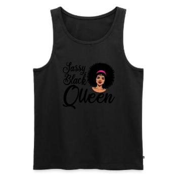 Sassy Black Queen Stolze Afroamerikanische Frauen - Männer Premium Bio Tank Top - Schwarz - Vorne - Michal (187cm)