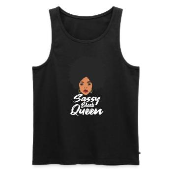 Sassy Black Queen Stolze Afroamerikanische Frauen - Männer Premium Bio Tank Top - Schwarz - Vorne - Michal (187cm)