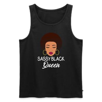 Sassy Black Queen Stolze Afroamerikanische Frauen - Männer Premium Bio Tank Top - Schwarz - Vorne - Michal (187cm)