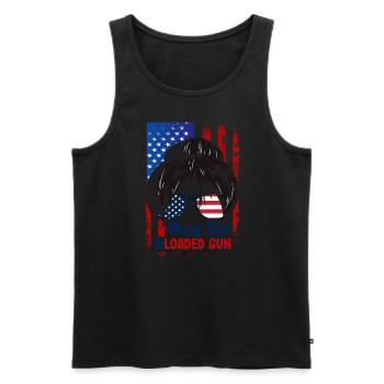 Chignon désordonné et patriotique chargé - Débardeur bio Premium Homme - noir - Devant - Michal (187cm)