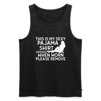 Funny Sexy Pyjama Pajama Outfit For Friend - Men's Premium Organic Tank Top - black - Front - AI Model Male 178 light (178cm)