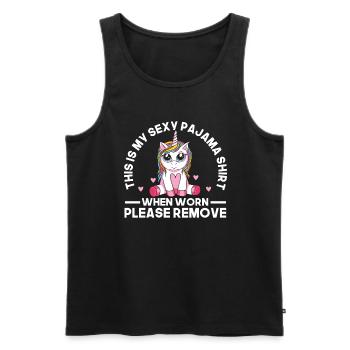 Funny Sexy Pyjama Pajama Outfit For Friend - Men's Premium Organic Tank Top - black - Front - AI Model Male 178 light (178cm)