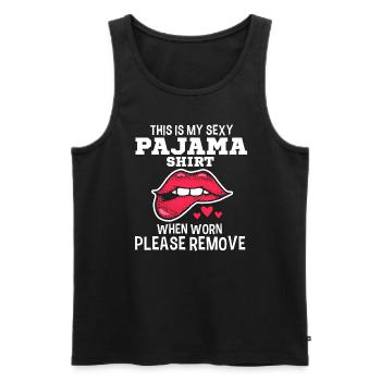 Funny Sexy Pyjama Pajama Outfit For Friend - Men's Premium Organic Tank Top - black - Front - AI Model Male 178 light (178cm)