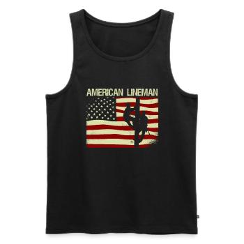 Patriotic Electrician American Flag Lineman - Men's Premium Organic Tank Top - black - Front - AI Model Male 178 light (178cm)