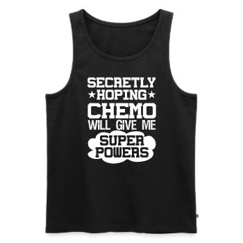 Secretly Hopes Chemo Will Give Me Superpowers - Men's Premium Organic Tank Top - black - Front - AI Model Male 178 light (178cm)