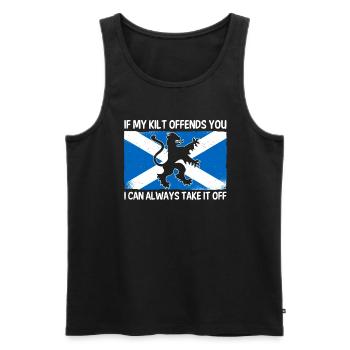 Si mon kilt vous offense, je peux toujours - Débardeur bio Premium Homme - noir - Devant - Michal (187cm)