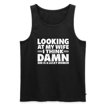 Wenn Ich Meine Frau Ansehe, Denke Ich, Dass Sie - Männer Premium Bio Tank Top - Schwarz - Vorne - AI Model Male 178 light (178cm)