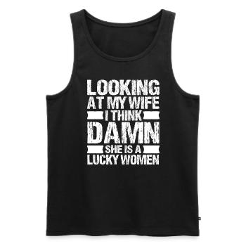Wenn Ich Meine Frau Ansehe, Denke Ich, Dass Sie - Männer Premium Bio Tank Top - Schwarz - Vorne - AI Model Male 178 light (178cm)