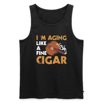 I Age Like A Fine Cigar Smoker - Men's Premium Organic Tank Top - black - Front - AI Model Male 178 light (178cm)