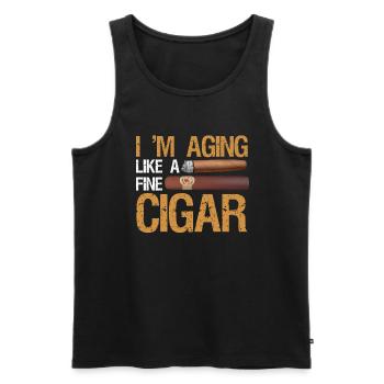 I Age Like A Fine Cigar Smoker - Men's Premium Organic Tank Top - black - Front - AI Model Male 178 light (178cm)