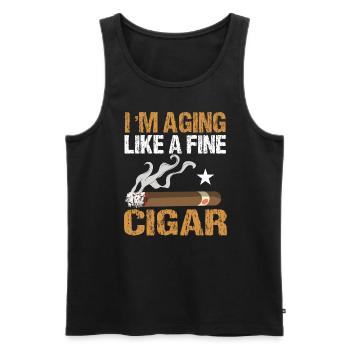 Les cigares sont ma thérapie Les fumeurs de cigares - Débardeur bio Premium Homme - noir - Devant - AI Model Male 178 light (178cm)