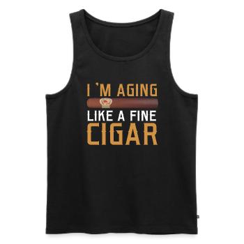 Ich Altere Wie Ein Feiner Zigarrenraucher - Männer Premium Bio Tank Top - Schwarz - Vorne - AI Model Male 178 light (178cm)