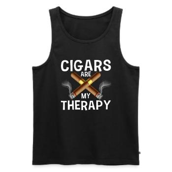 Les cigares sont ma thérapie Les fumeurs de cigares - Débardeur bio Premium Homme - noir - Devant - AI Model Male 178 light (178cm)