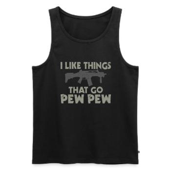 Ich Mag Dinge, Die Pew Pew Gun Enthusiast - Männer Premium Bio Tank Top - Schwarz - Vorne - AI Model Male 178 light (178cm)