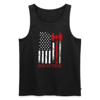 Son of the Odin Valhalla American Viking Flag - Men's Premium Organic Tank Top - black - Front - Michal (187cm)
