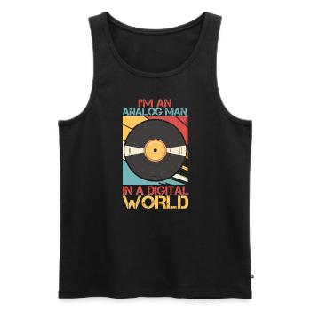 I am an analog man in a digital world - Men's Premium Organic Tank Top - black - Front - Michal (187cm)