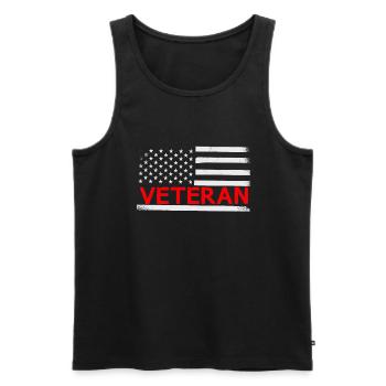 Vétéran Du service du drapeau américain États-Unis - Débardeur bio Premium Homme - noir - Devant - Michal (187cm)