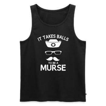 Murse Drôle d’infirmière il - Débardeur bio Premium Homme - noir - Devant - Michal (187cm)