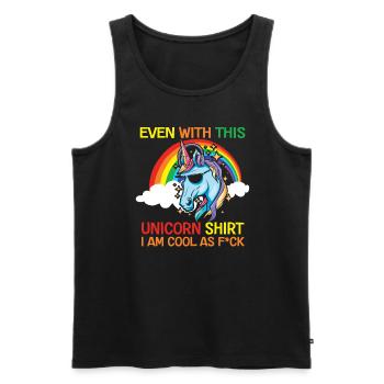 Funny Sarcastic Unicorn Confidence - Men's Premium Organic Tank Top - black - Front - AI Model Male 178 light (178cm)